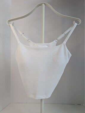 Athleta White Textured Honeycomb Crop Tank Top - Size Small
